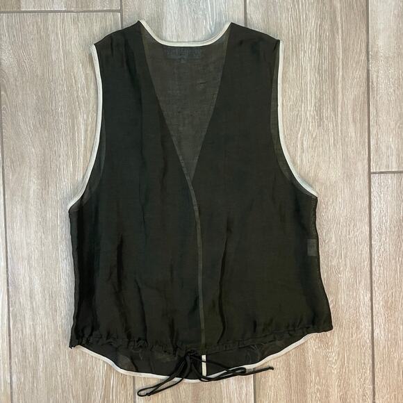 Vintage 90s Dorothy Schoelen Platinum Linen Blend Elephant Boho Vest M USA - Picture 2 of 8